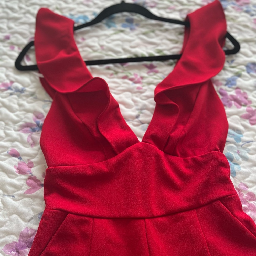 Lulus’s Red Ruffled Jumpsuit, like new! - Picture 5 of 9